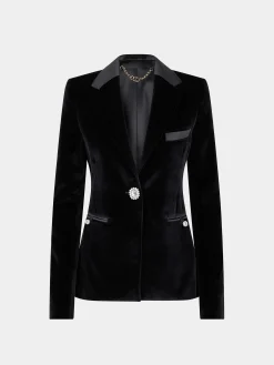 Discount Blazer en velours à finitions satin et cristal Sélection De Soirée | Vestes