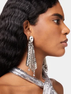 Best Boucles d'oreilles en cotte de maille argenté avec cristaux Sélection De Soirée | Boucles D'Oreilles