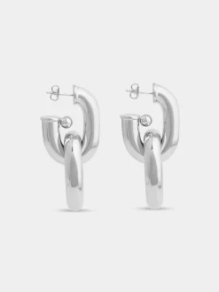 Hot Boucles d’oreilles Link XL double argent Sélection De Soirée | Petits Cadeaux