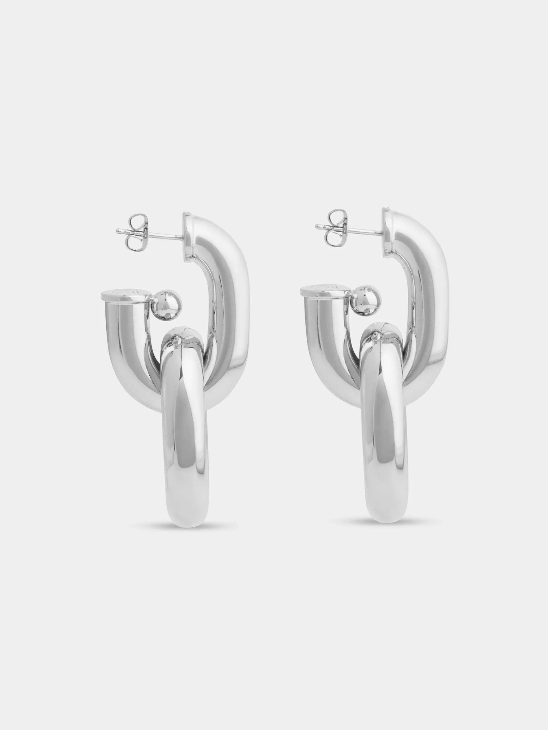 Hot Boucles d’oreilles Link XL double argent Sélection De Soirée | Petits Cadeaux