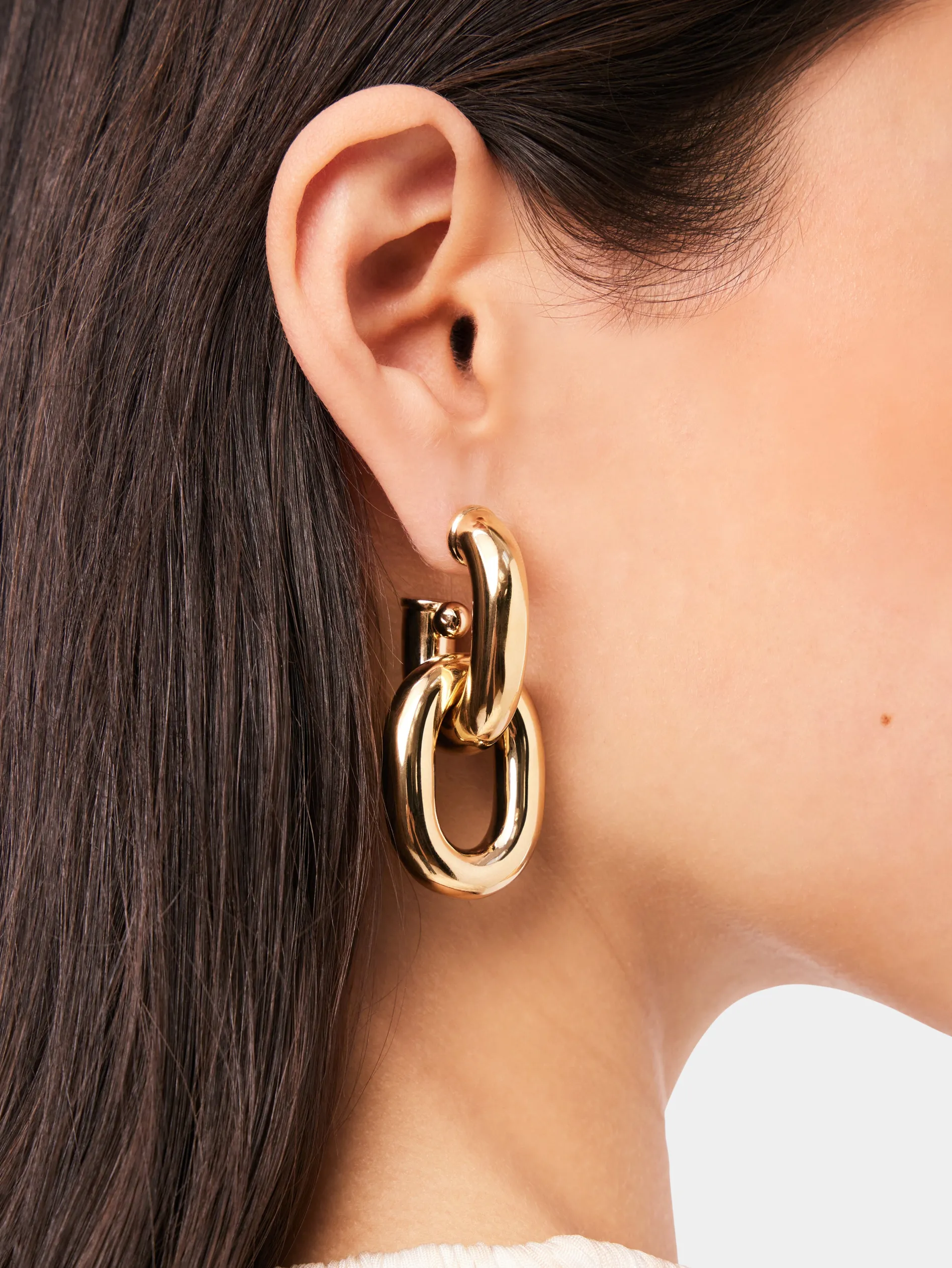 Clearance Boucles d'oreilles XL Link double Or Sélection De Soirée | Boucles D'Oreilles