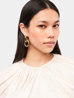 Clearance Boucles d'oreilles XL Link double Or Sélection De Soirée | Boucles D'Oreilles