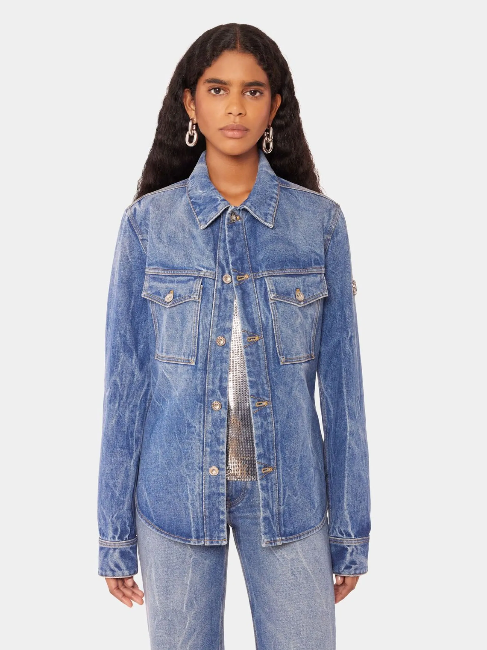 Online Chemise en denim avec pastilles de métal 1969 Denim | Vestes