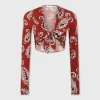 Sale Crop top motif paisley à manches longues Hauts