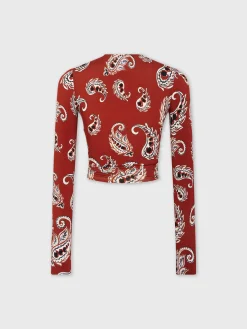 Sale Crop top motif paisley à manches longues Hauts
