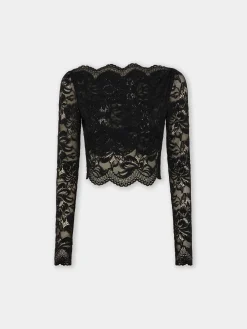 Cheap Crop top noir en dentelle Sélection De Soirée | Hauts