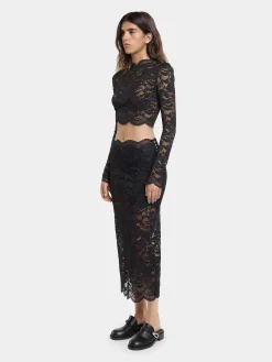 Cheap Crop top noir en dentelle Sélection De Soirée | Hauts