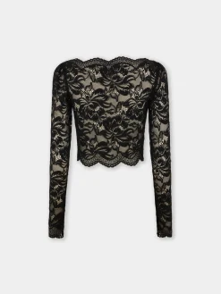 Cheap Crop top noir en dentelle Sélection De Soirée | Hauts