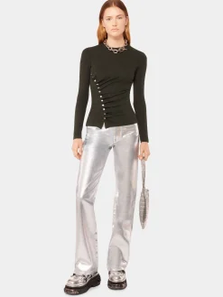 Cheap Haut drapé Kaki Hauts