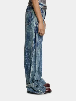 Shop JEAN LARGE EN DENIM DELAVÉ Denim | Pantalons