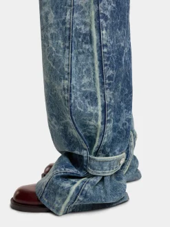 Shop JEAN LARGE EN DENIM DELAVÉ Denim | Pantalons
