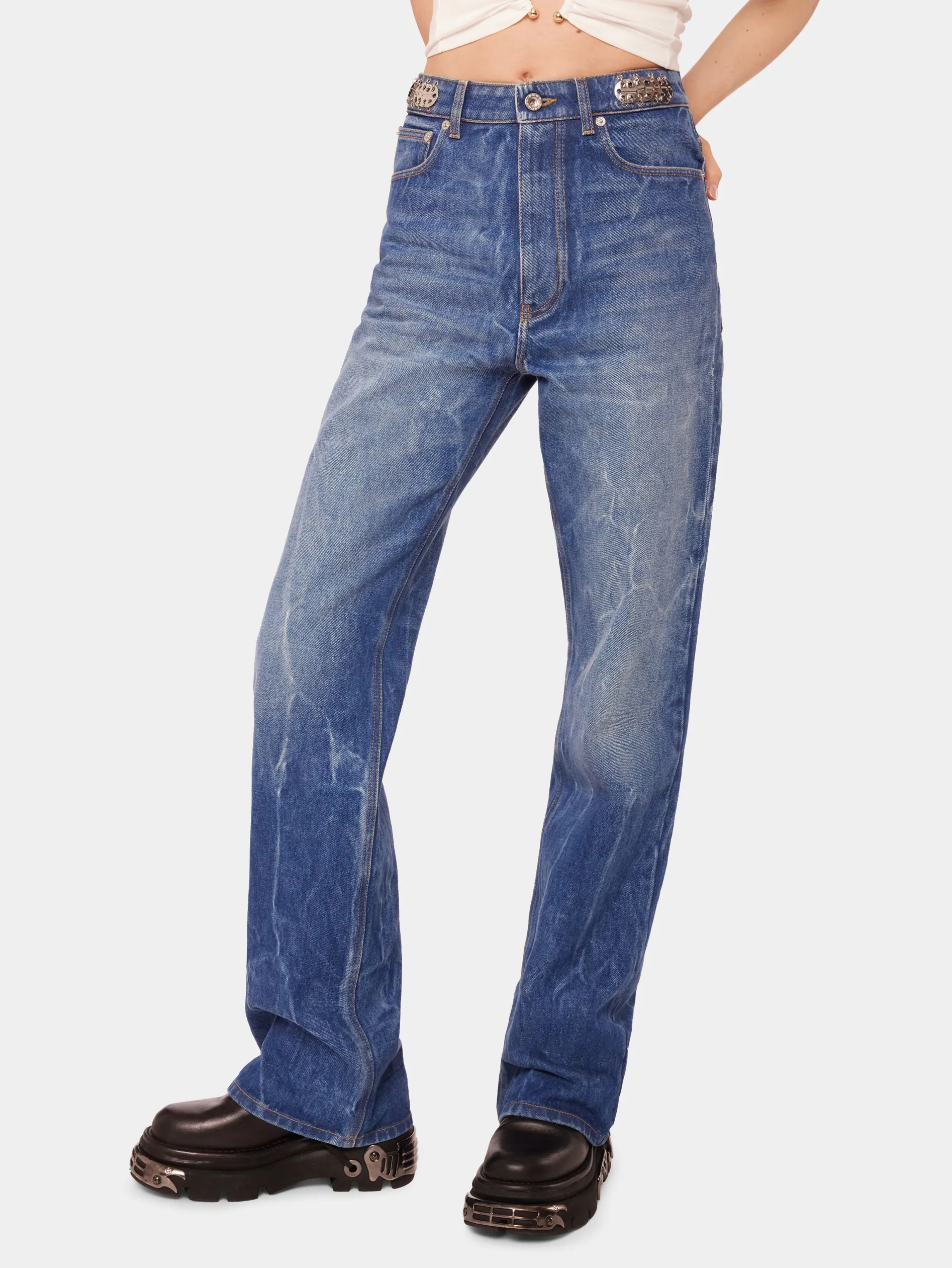 Clearance Jean signature à pastilles métalliques 1969 Denim | Pantalons