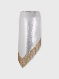 Store Jupe asymétrique en côte de maille à franges métalliques Jupes