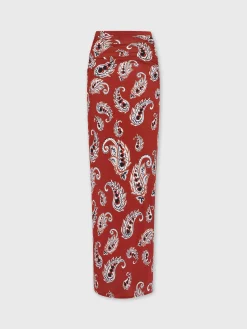 Outlet Jupe longue fendue à motif paisley Jupes