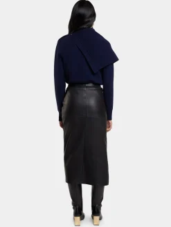 Online JUPE MIDI DRAPée PRESSION EN CUIR Jupes