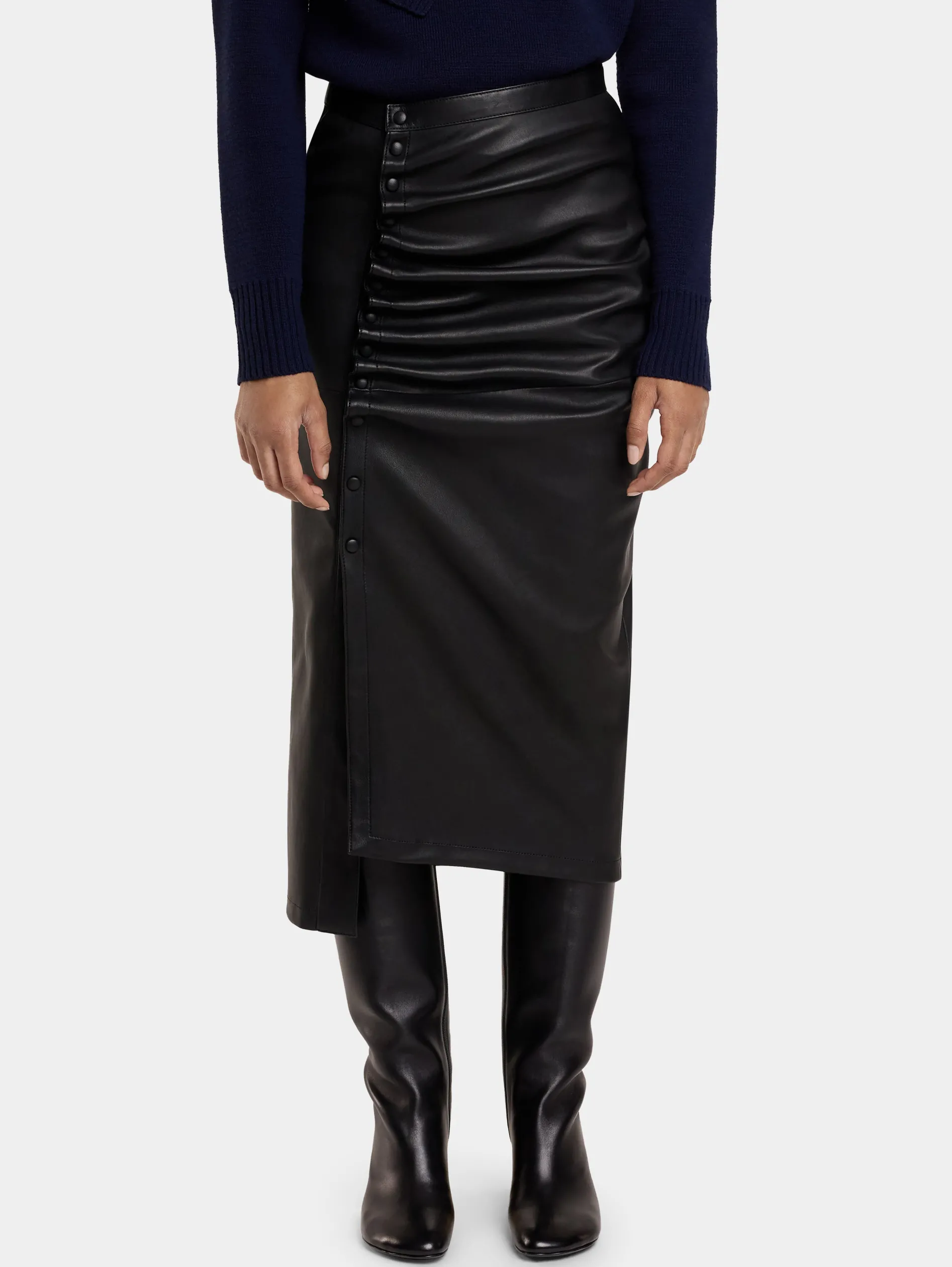 Online JUPE MIDI DRAPée PRESSION EN CUIR Jupes