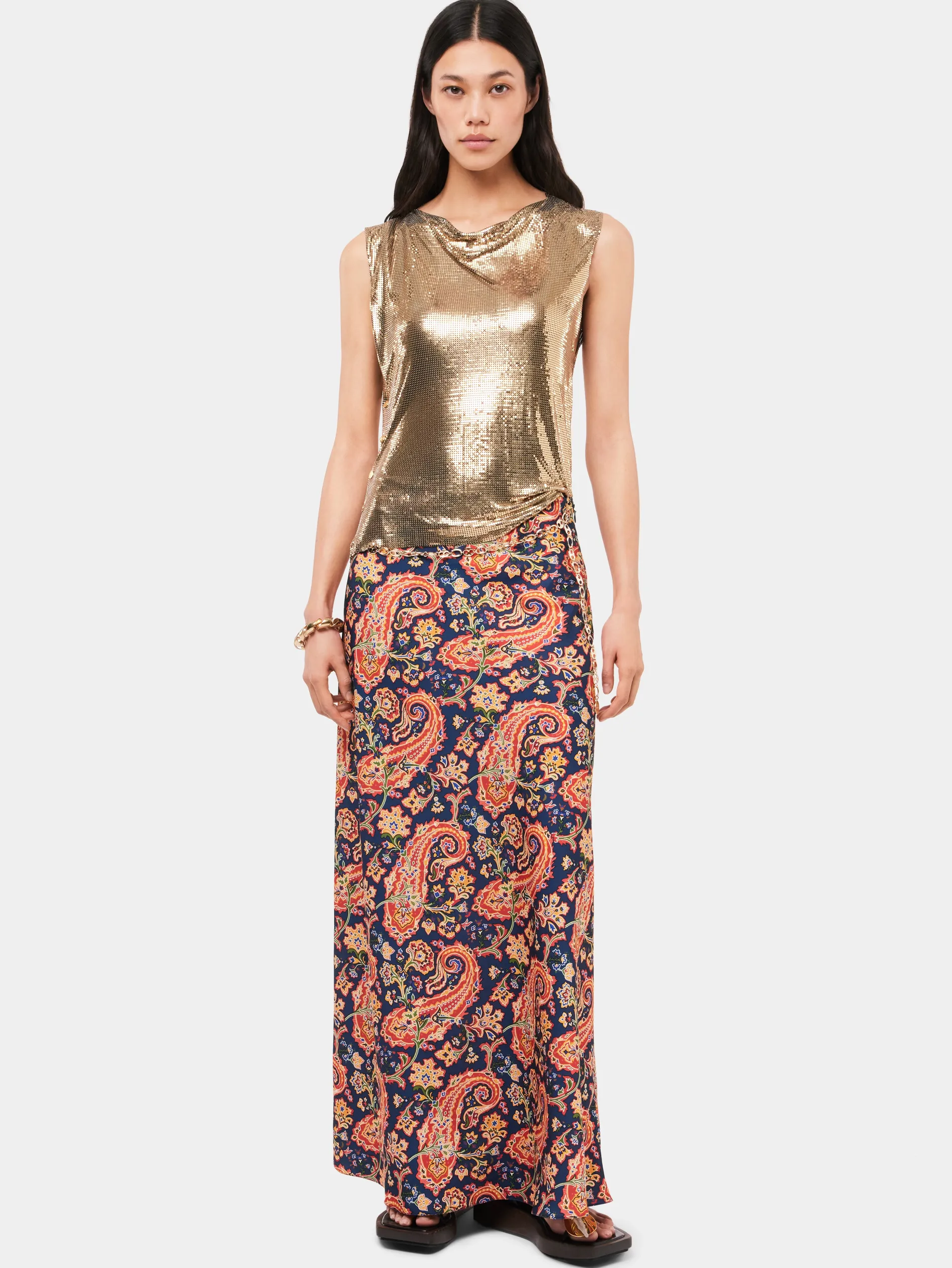 Best Sale Jupe nuisette à motif paisley à détail de chaîne "eight" Jupes