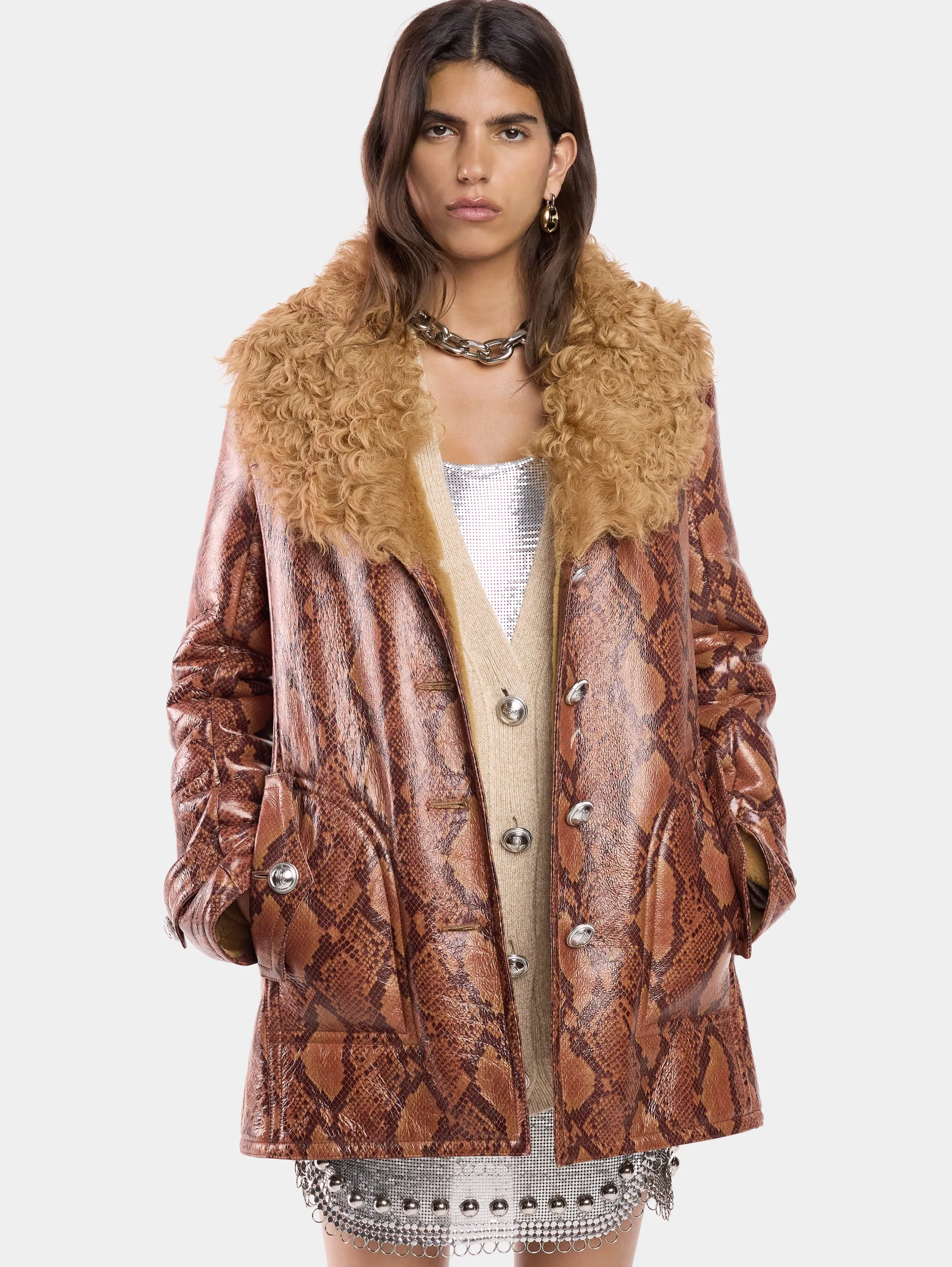 Shop MANTEAU EN SHEARLING IMPRIMé PYTHON Vestes