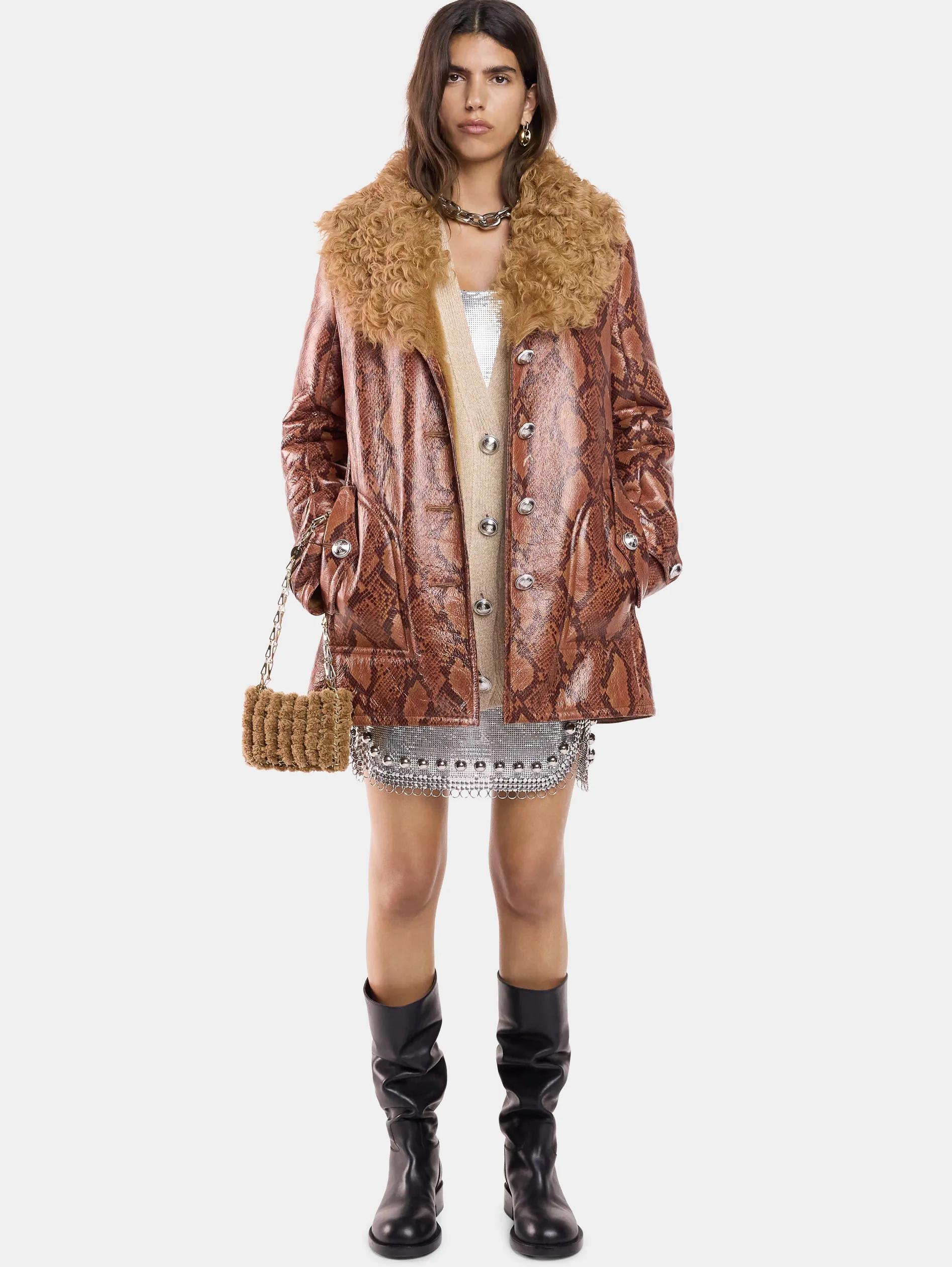 Shop MANTEAU EN SHEARLING IMPRIMé PYTHON Vestes