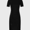 Cheap Mini robe noire drapée Robes