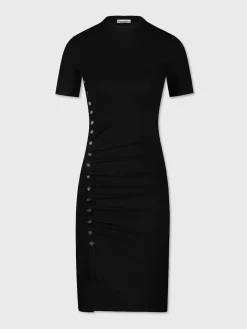 Cheap Mini robe noire drapée Robes