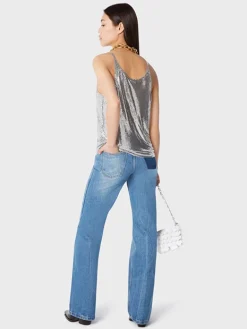 Clearance Mini Top en maille argentée Hauts
