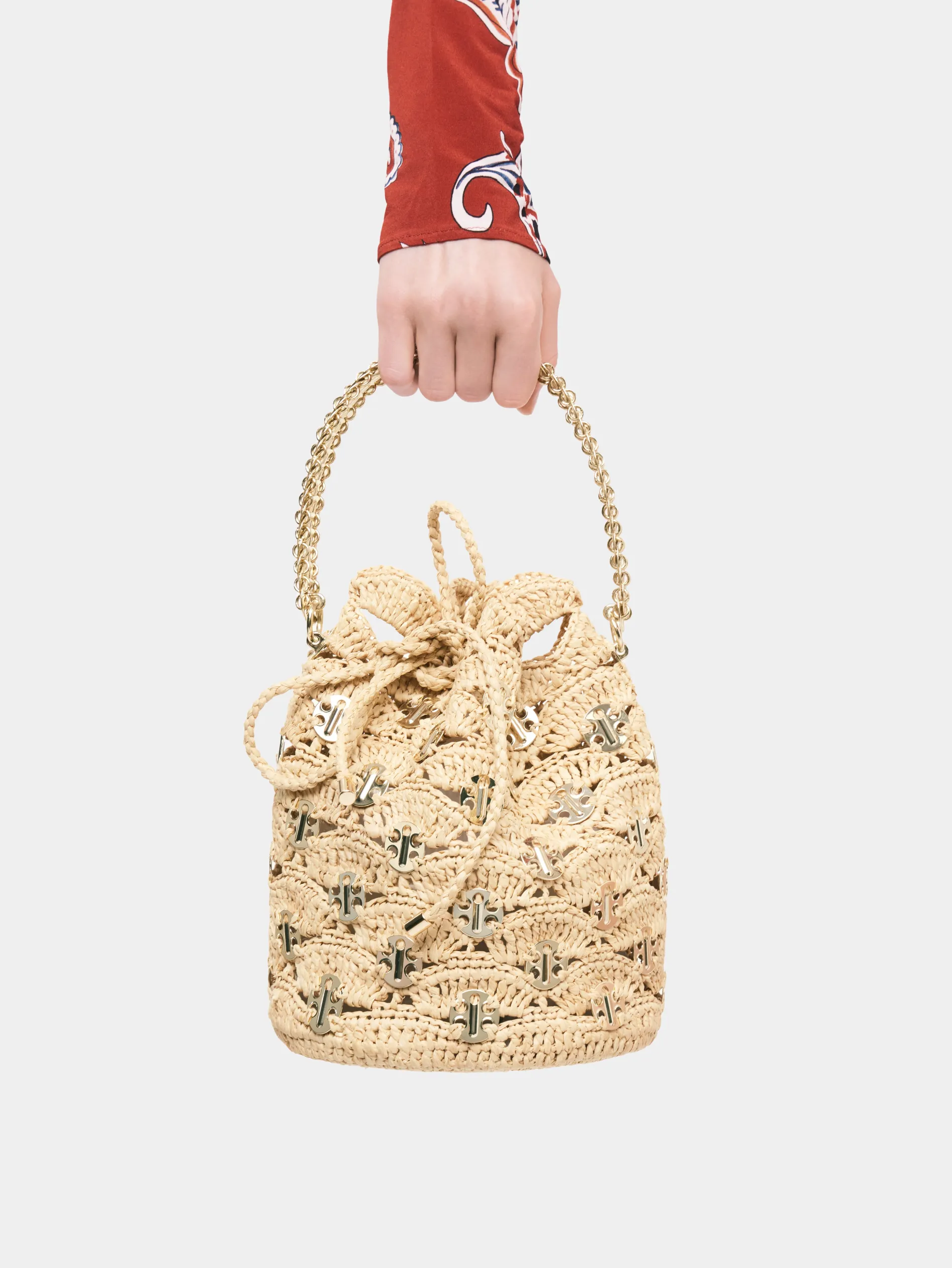 Flash Sale Nouveau sac seau en raphia ondulé à pastilles 1969 signature Le Sac 1969