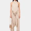 Best Sale Pantalon baggy ajusté en laine de couleur sable Pantalons | Maille