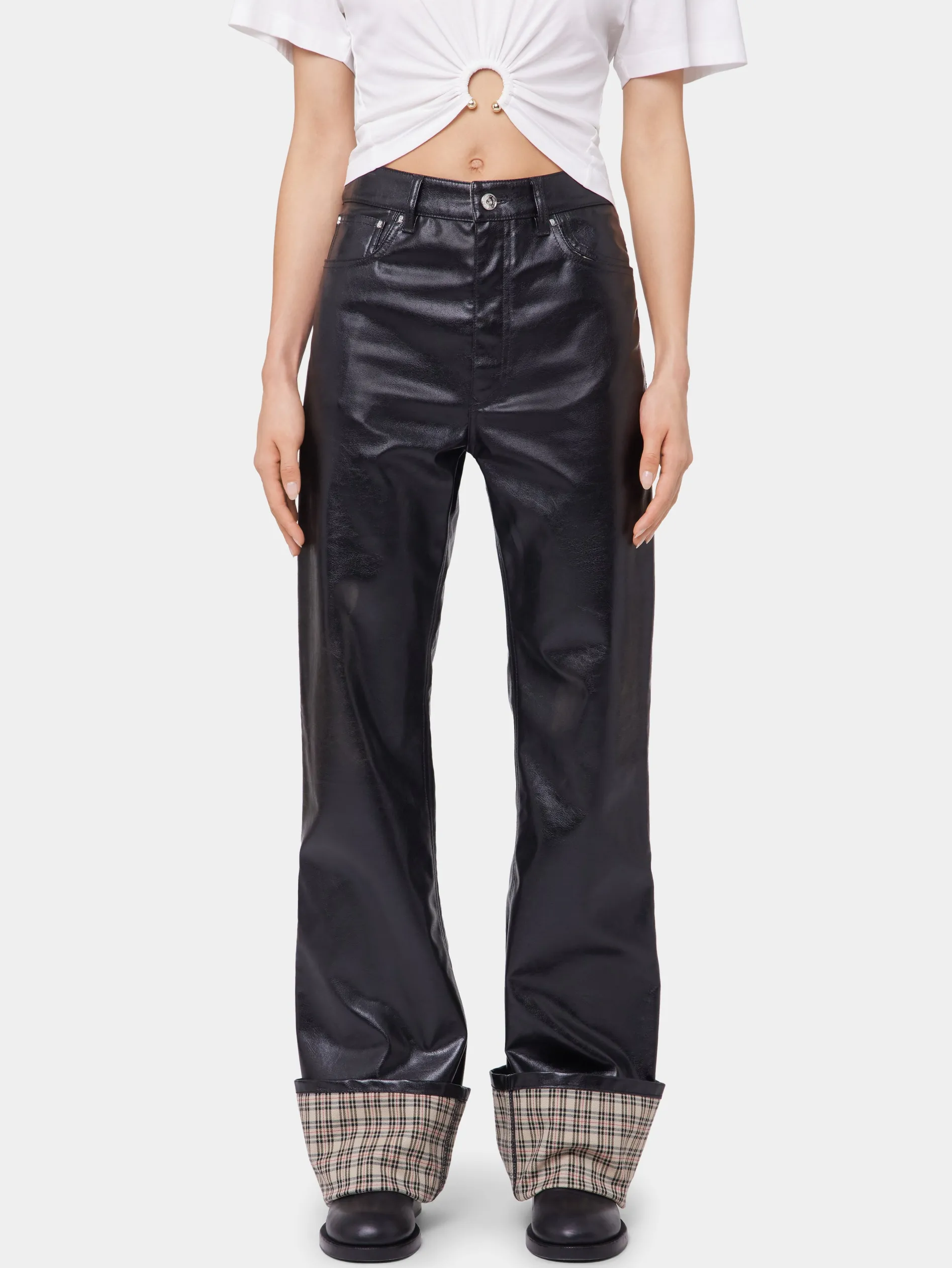 Cheap PANTALON EVASE EN SIMILI CUIR Sélection De Soirée | Pantalons