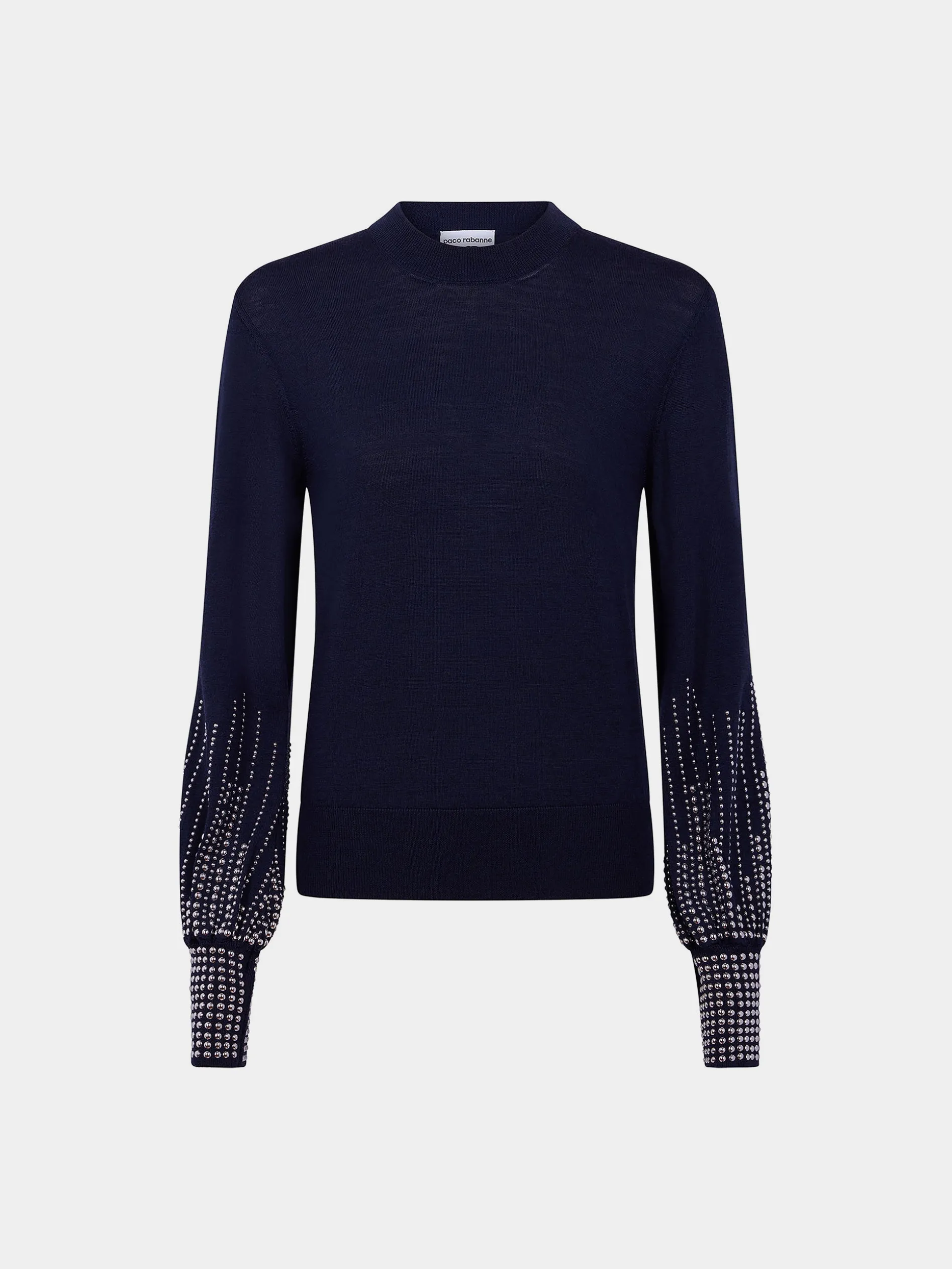 Hot Pull en laine marine à manches cloutées Maille | Hauts