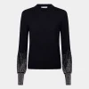 Clearance Pull en laine noir à manches cloutées Maille | Hauts