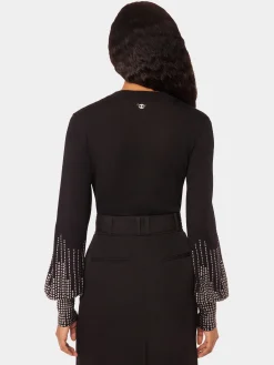 Clearance Pull en laine noir à manches cloutées Maille | Hauts