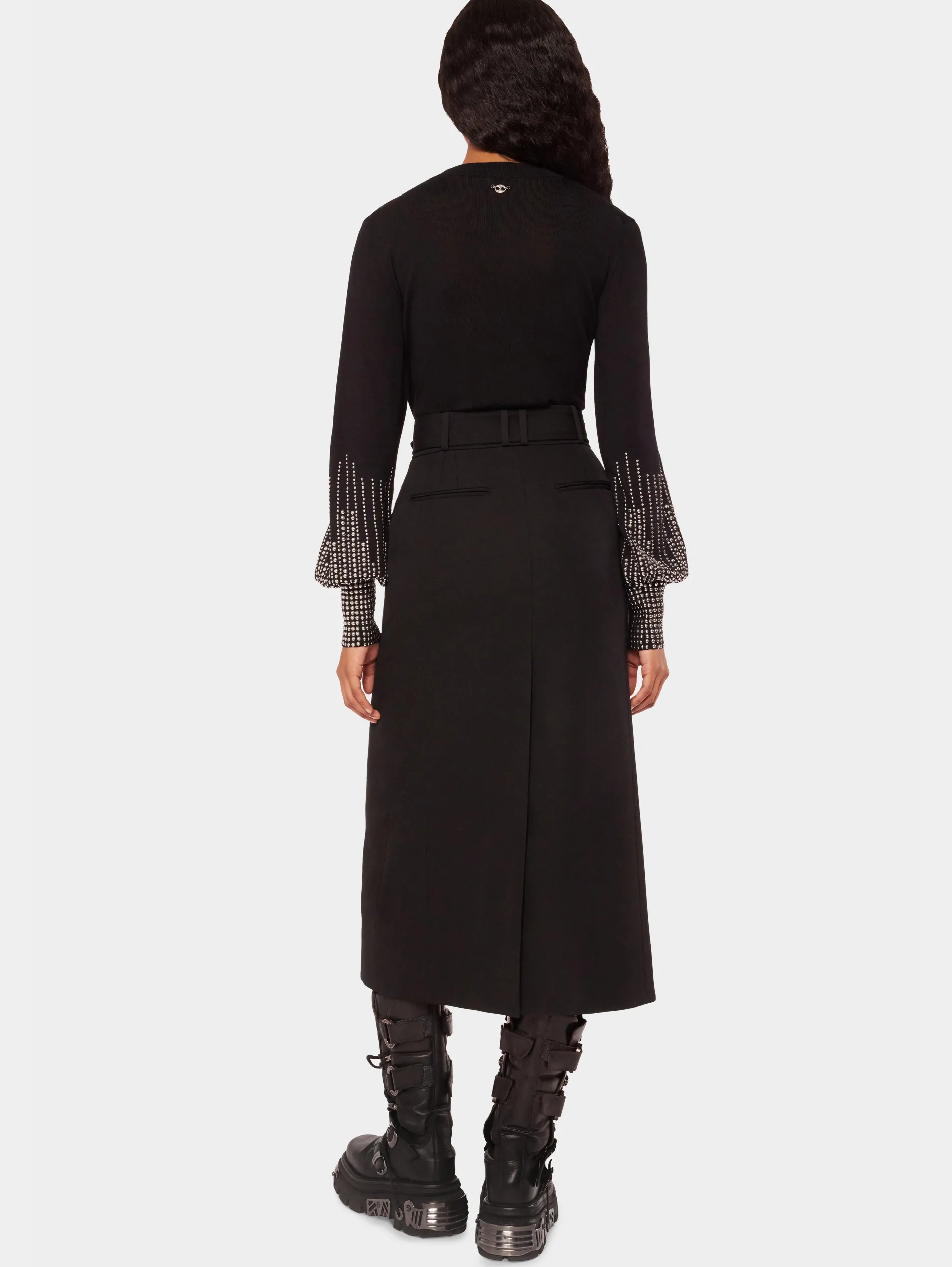 Clearance Pull en laine noir à manches cloutées Maille | Hauts