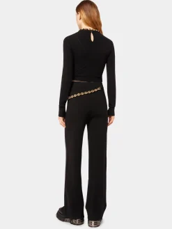 Store Pull noir en laine avec chaîne en maillons dorés Maille | Hauts