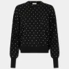 New PULL NOIR EN LAINE avec détails DE CRISTAUX Maille | Hauts
