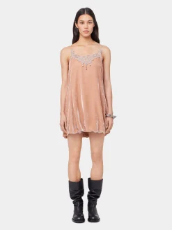 Fashion ROBE COURTE PÊCHE EN VELOURS Sélection De Soirée | Robes