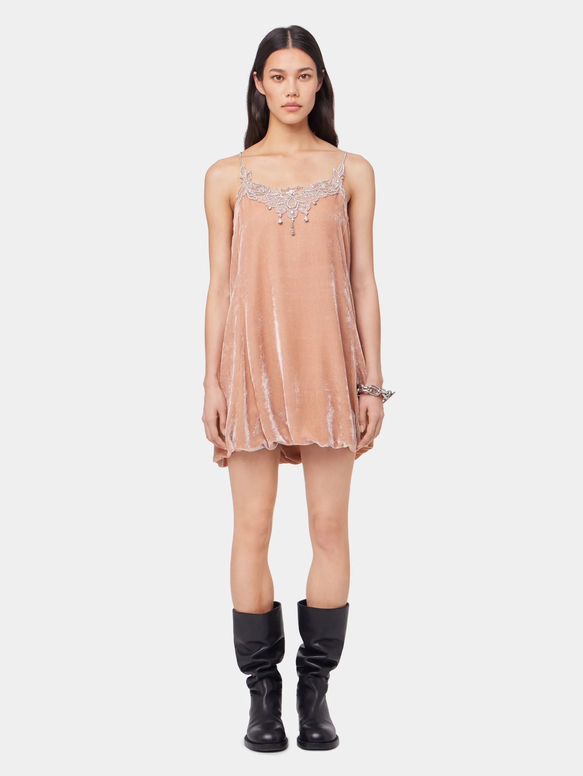 Fashion ROBE COURTE PÊCHE EN VELOURS Sélection De Soirée | Robes