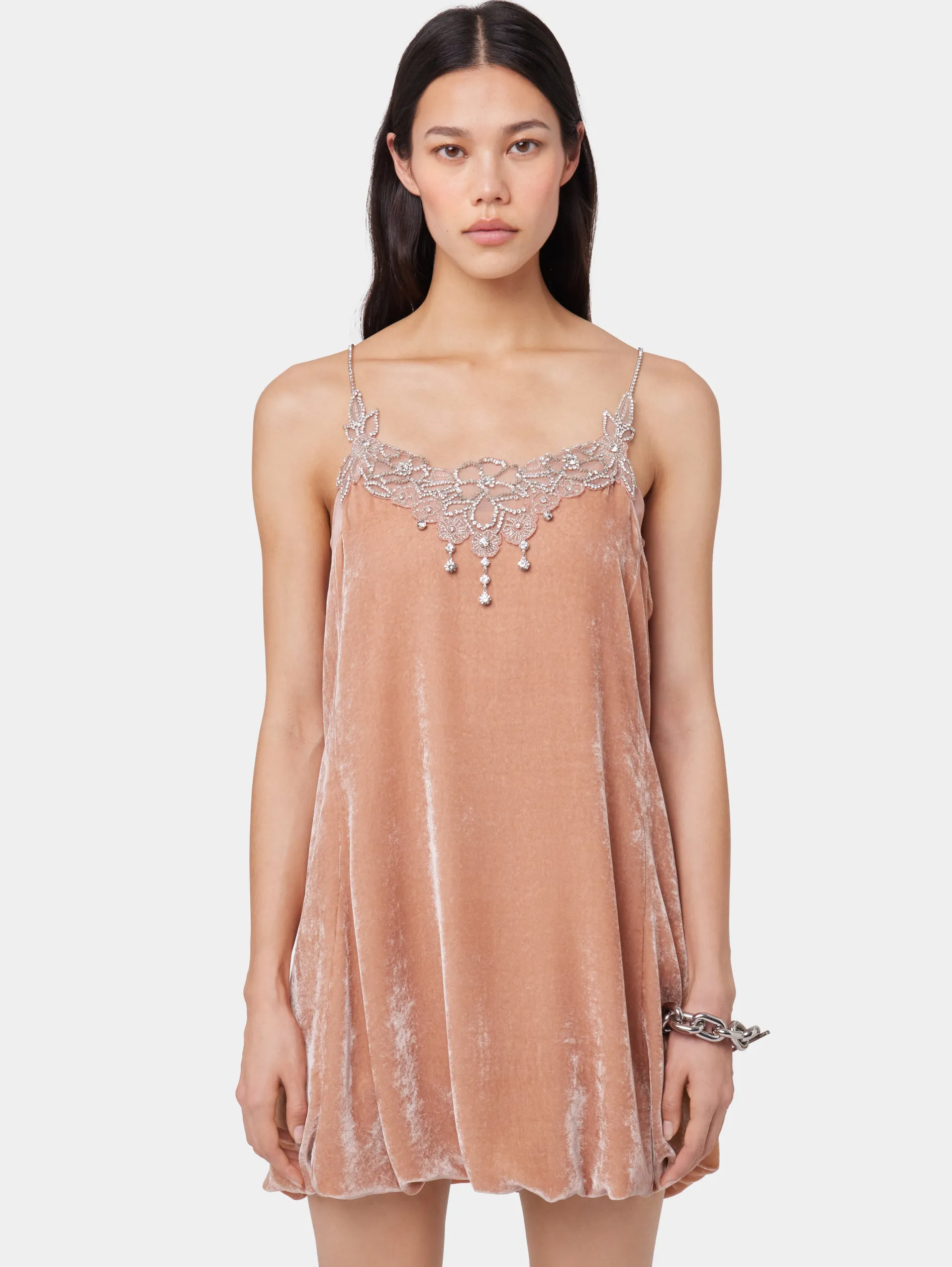 Fashion ROBE COURTE PÊCHE EN VELOURS Sélection De Soirée | Robes