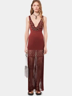 Sale Robe crochetée à franges et perles Robes