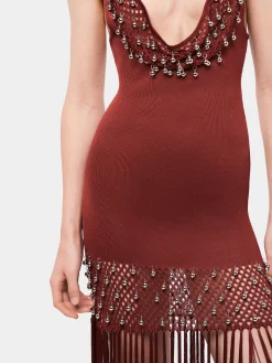Sale Robe crochetée à franges et perles Robes