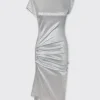 Clearance Robe drapée argent en lurex Robes