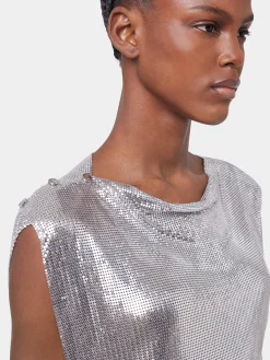 Online Robe drapée en maille argentée Robes