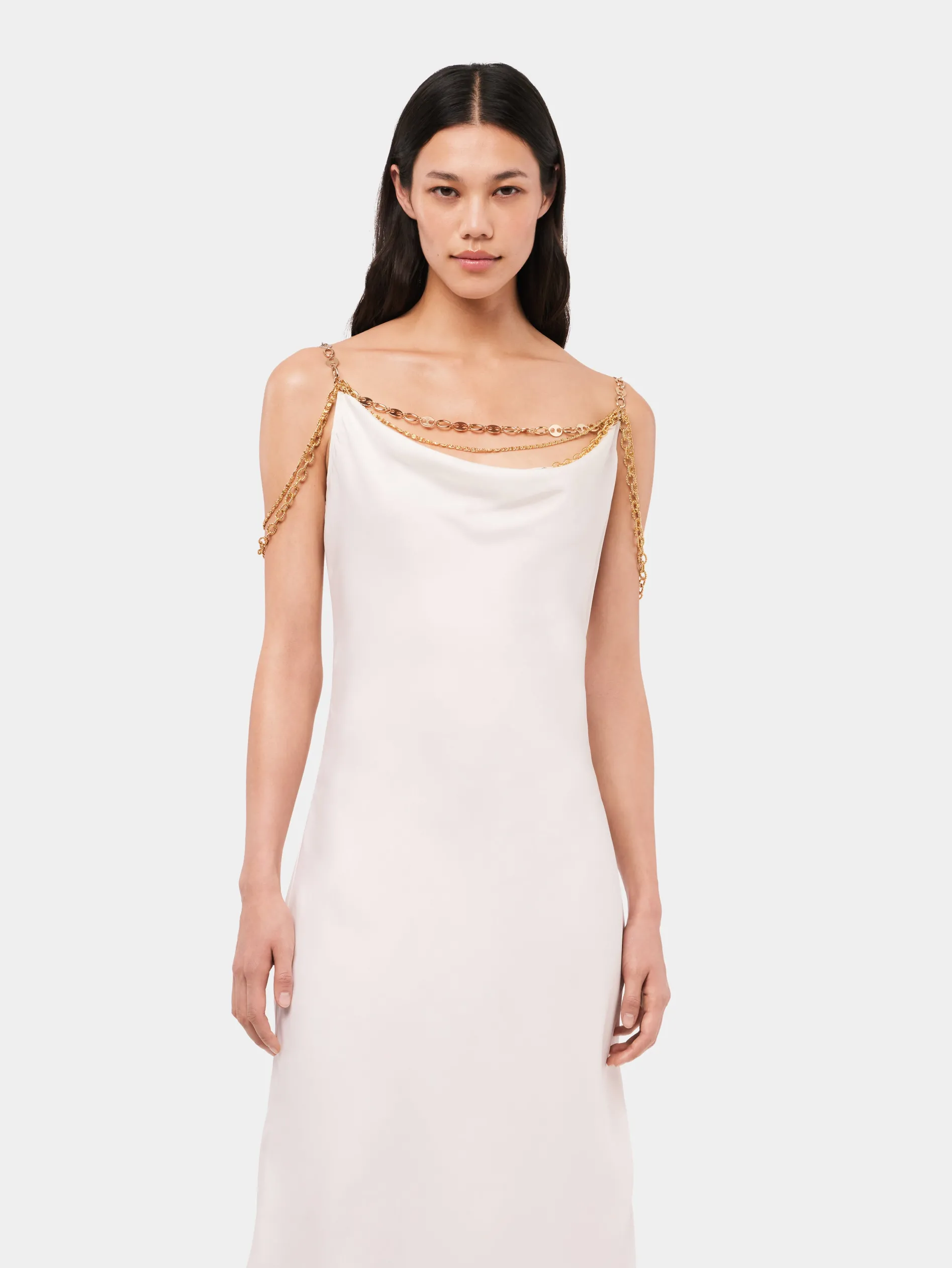 Discount Robe légère blanche ornée de chaînes signatures "Eight" Robes