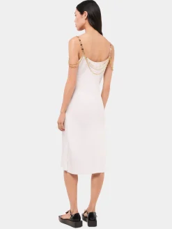 Discount Robe légère blanche ornée de chaînes signatures