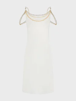Discount Robe légère blanche ornée de chaînes signatures