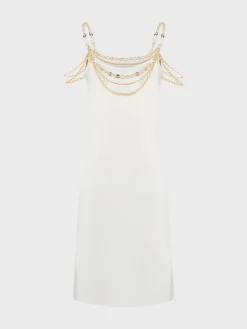 Discount Robe légère blanche ornée de chaînes signatures