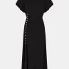 Outlet Robe longue drapée de boutons métal Robes