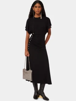Outlet Robe longue drapée de boutons métal Robes