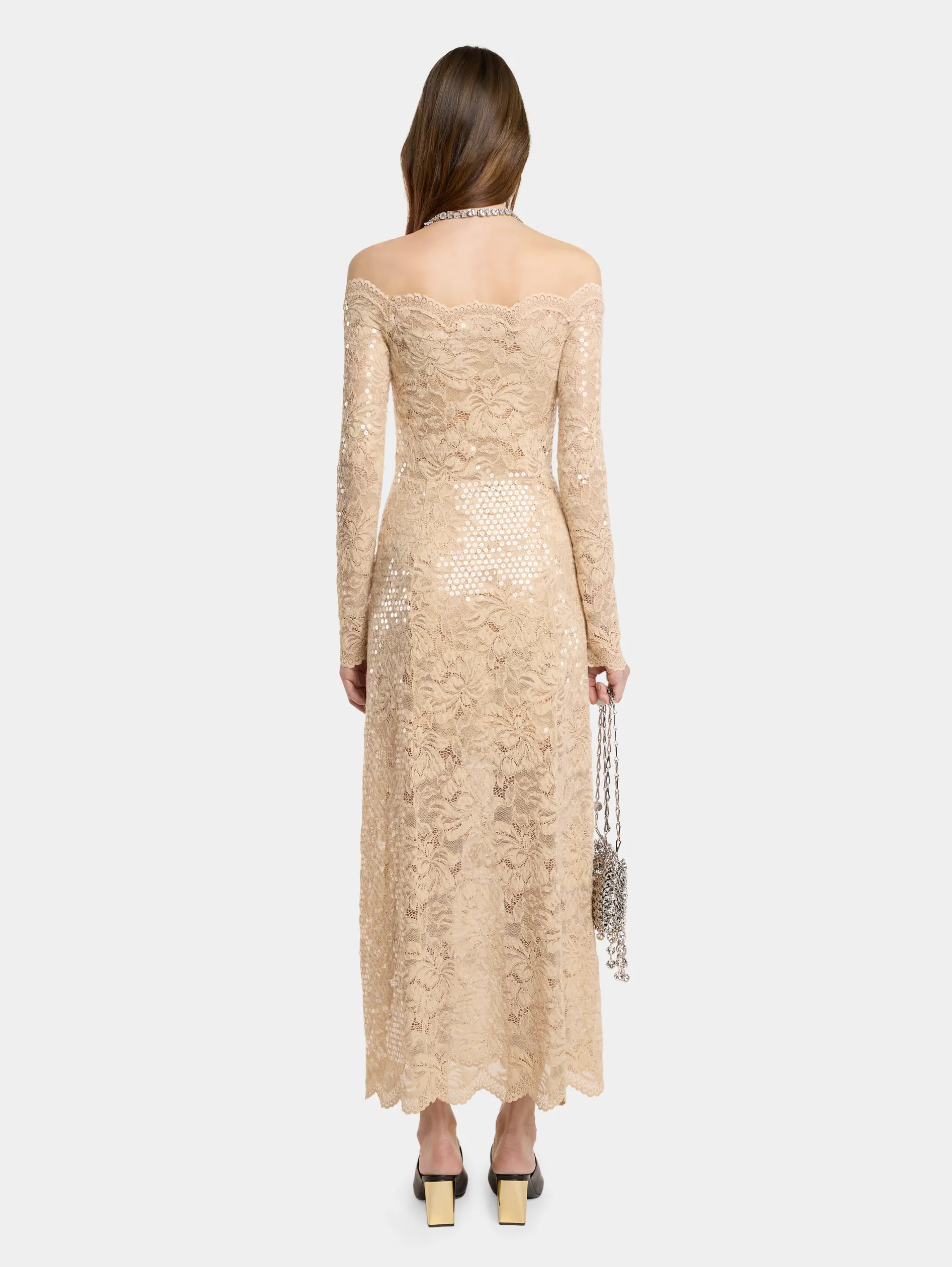 Discount ROBE LONGUE EN DENTELLE à SEQUINS Robes