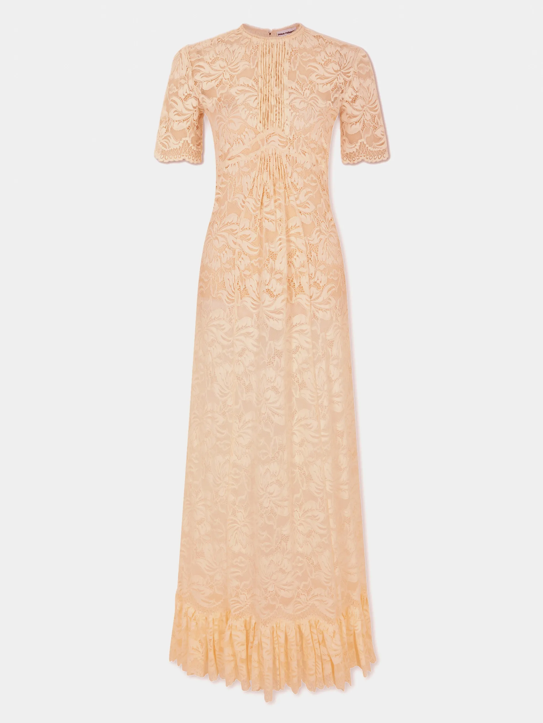 Store Robe longue en dentelle de couleur raphia Robes